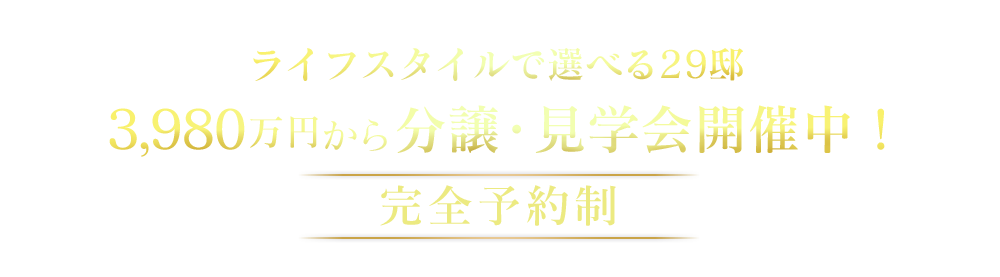 ライフスタイルで選べる29邸3,980万円から好評分譲中！