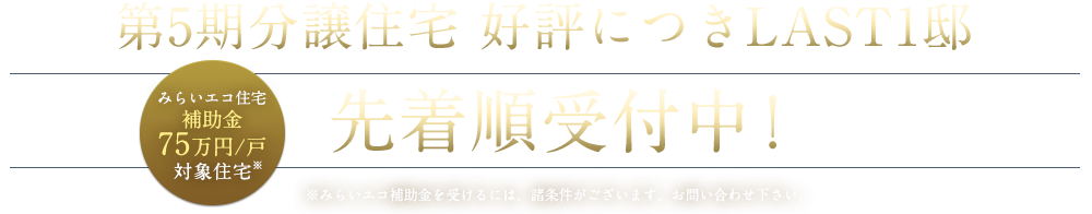 第5期分譲住宅　好評につきLAST１邸　先着順受付中！ 
