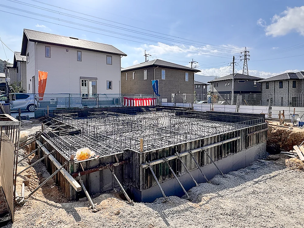 配筋検査を終えた基礎の全景