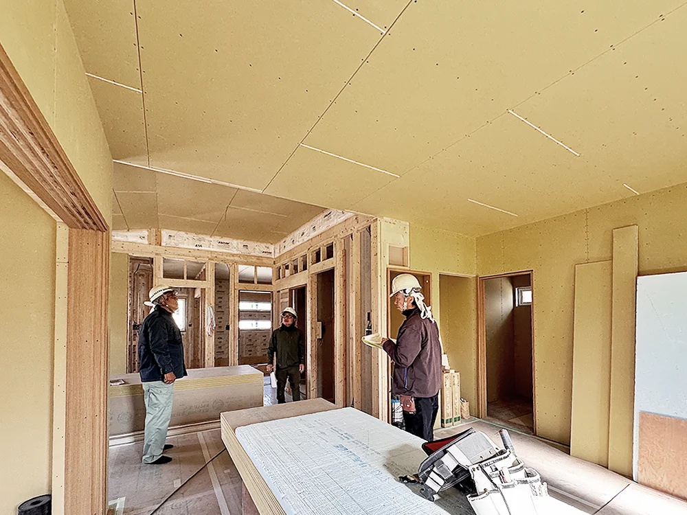 プラスターボードの施工状況