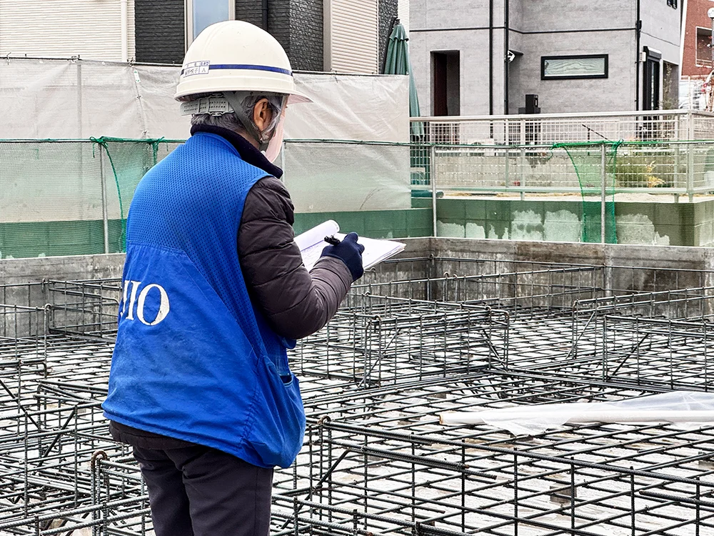 ＪＩＯ基礎配筋検査の様子